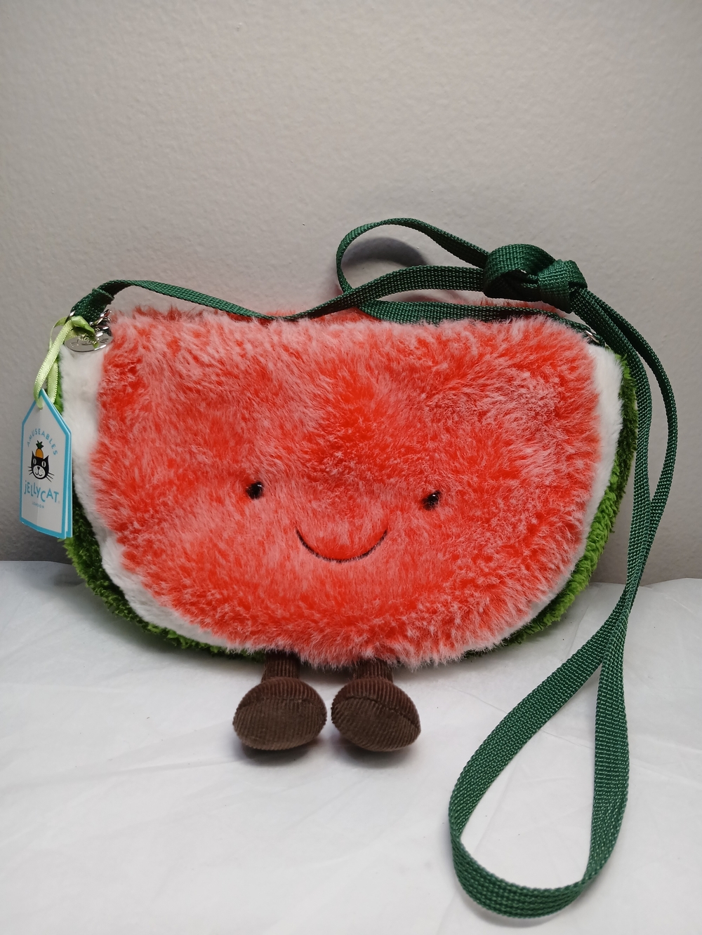 Jellycat Watermelon Plush Crossbody Bag in Red, Green & Brown